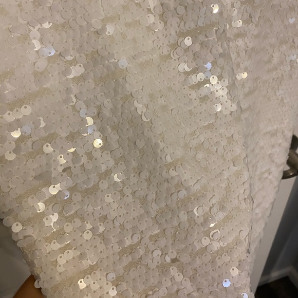 BCBG Maxazria Sequin White 3/4 Sleeve Dress - Picture 3 of 4